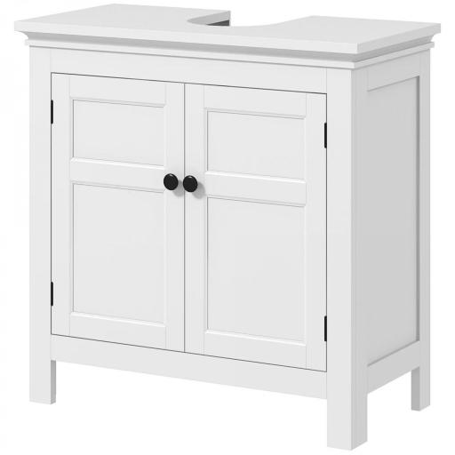 Mueble para Debajo de Lavabo Moderno Mueble de Baño con Estante Ajustable y Puertas Magnéticas 60x30x60 cm Blanco [8]