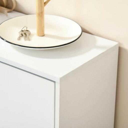 Zapatero Moderno Zapatero de Entrada Recibidor Estrecho con 2 Cajones y Estantes Ajustables para Pasillo 60x24x80 cm Blanco [6]