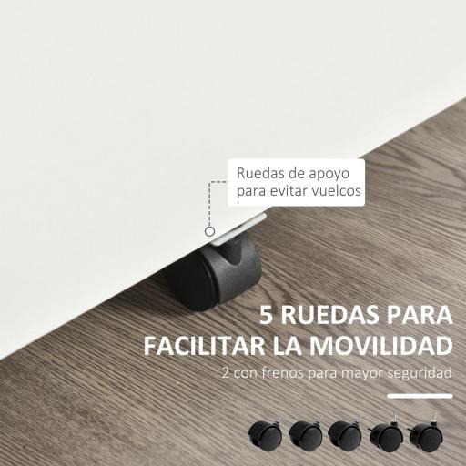 Cajonera de Oficina con Ruedas Mueble Archivador con 2 Cajones para Documentos en Tamaño A4 Cerradura 40x49x58 cm Blanco [5]