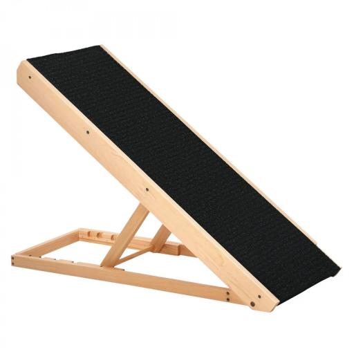 Rampa Plegable para Perros y Gatos de Madera con Altura Ajustable de 4 Niveles y Alfombra Antideslizante Escaleras de Mascotas para Coche Cama y Sofá 90x40x61 cm Natural [9]