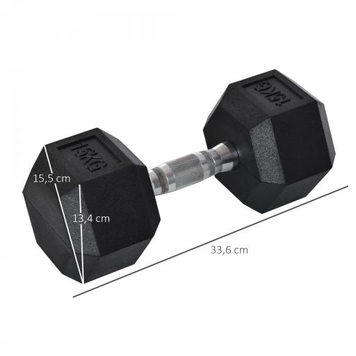 Mancuerna Hexagonal 15 KG con Barra de Conexión Metálica para Entrenamiento en Casa Gimnasio Oficina Negro y Plata [1]