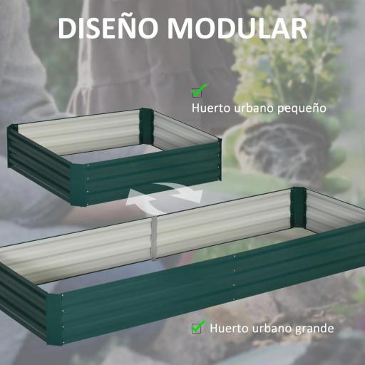 Jardinera Elevada de Acero Galvanizado Rectangular para Exteriores con Fondo Abierto 241x90,5x30 cm Verde [2]