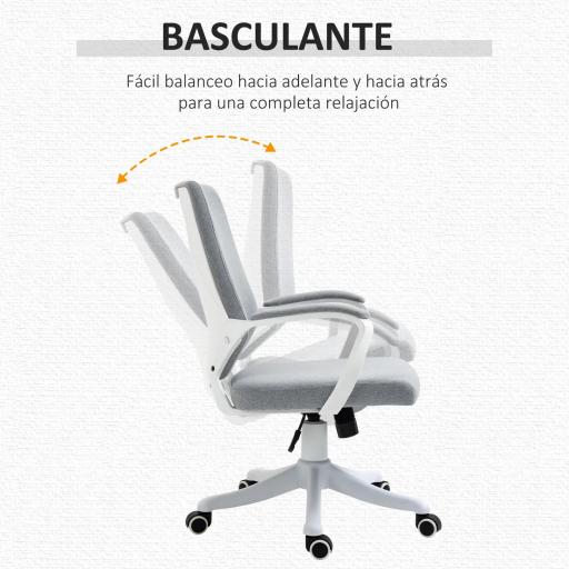 Silla de Oficina Giratoria Silla de Escritorio Basculante con Reposabrazos y Altura Ajustable para Dormitorio Salón Carga 120 kg 62x69x92-100 cm Verde Gris [5]