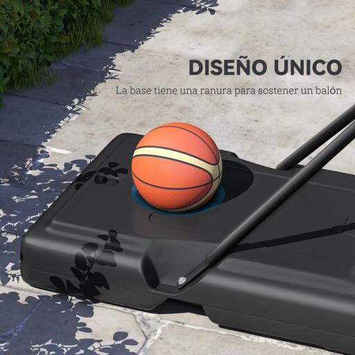 Canasta de Baloncesto con Altura Ajustable 220-365 cm Aro de Baloncesto con Soporte Ruedas Base Rellenable Negro [4]