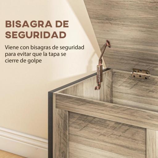 Baúl de Almacenaje para Dormitorio 95 L con Tapa Banco de Almacenaje con Bisagra de Seguridad 80x40x50 cm Grisáceo [7]