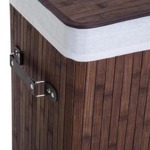 Cesto para la Ropa Sucia Plegable con Tapa Cubo para la Colada Rectangular con Asas 40x30x60 cm Marrón [3]