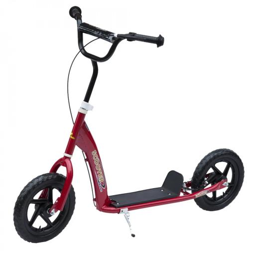 Patinete para Niños de 5-12 Años Scooter de 2 Ruedas Grandes de 12 Pulgadas con Freno y Manillar Ajustable en Altura Carga Máx. 50 kg 120x52x80-88 cm Rojo [10]
