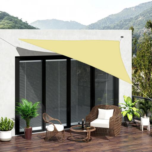 Toldo Vela Triangular 6x6x6 m Vela de Sombra para Jardín Patio Terraza Poliéster Anti UV Color Arena