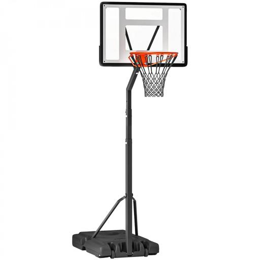 Canasta de Baloncesto con Soporte de Ruedas Aro de Basket Ajustable en Altura con Base Rellenable 90x165x302-352cm Negro [8]