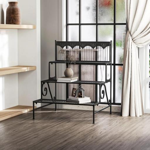 Soporte para Plantas de Tres Niveles con Diseño en Escalera y Estructura Metálica Resistente para Interior y Exterior [8]