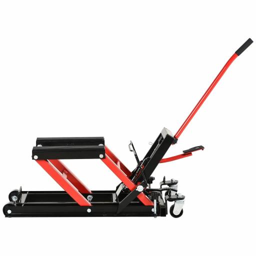 Gato Hidráulico de Motocicletas Soporte 680 kg Elevador ATV para Garaje Pista Altura Ajustable 24-36 cm con Plataforma Almohadilla Antideslizante de Alta Resistencia 110x36x67 cm Negro y Rojo [6]