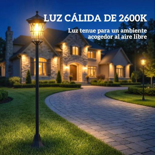 Set de 2 Farolas Solares de Jardín con Altura Ajustable 2 Modos de Brillo IP44 Impermeable para Terraza Patio Negro [5]