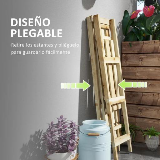 Soporte para Plantas Plegable de Madera Estantería para Macetas de 3 Niveles con Marco en A 100x36x112 cm Natural [5]