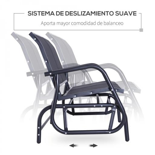 Banco Balancín tipo Silla Oscilante de Jardín o Patio con 2 Plazas 120x70x85 cm Carga 200kg Metal y Tela Texteline [5]