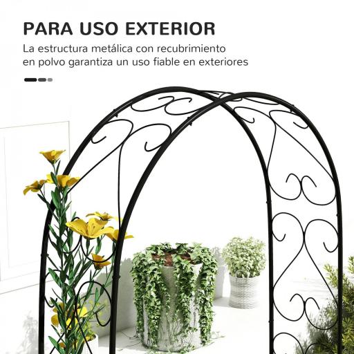 Arco de Jardín de Acero para Rosas y Plantas Trepadoras Arco de Boda para Plantas y Decoraciones 125x37x230 cm Negro [7]