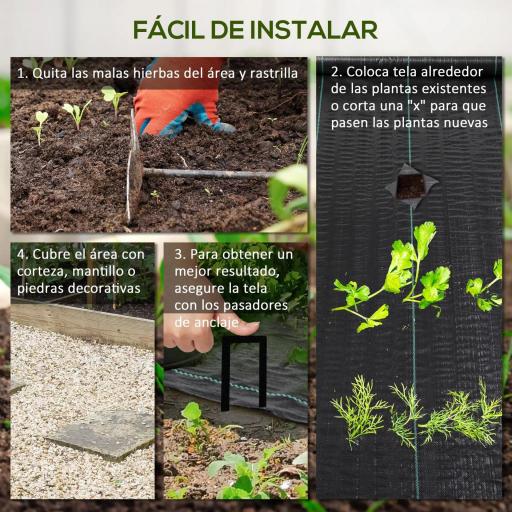 Malla Geotextil 2x100 m Malla de Jardín contra Malas Hierbas 60 g/m² Rollo de Malla Antimaleza Negro [6]