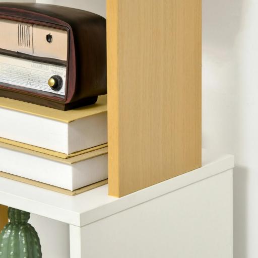 Estantería Librería en Forma S Estantería para Libros con 5 Estantes para Salón Oficina 33x28x161 cm Blanco [6]