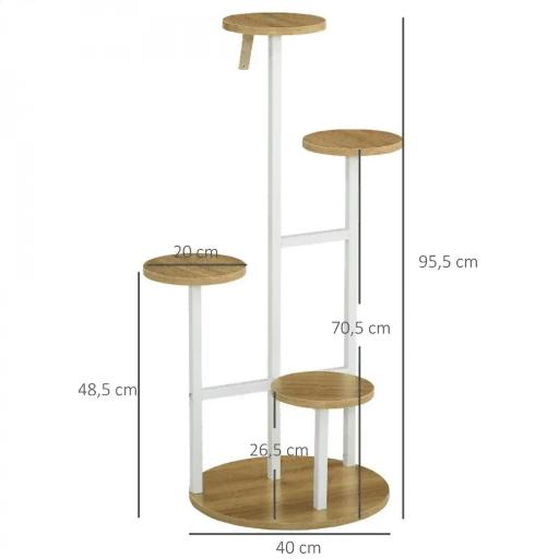Soporte para Plantas de 4 Niveles Estantería para Macetas para Interior y Exterior 40x40x95,5 cm Natural [1]