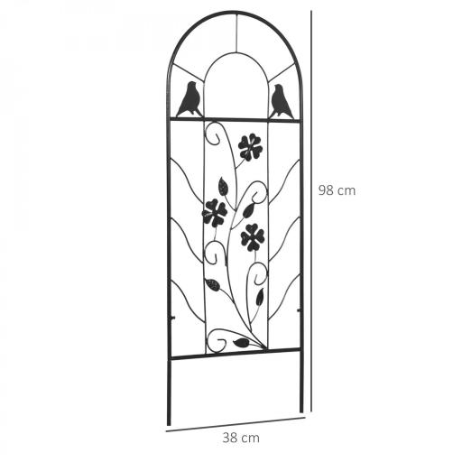Juego de 2 Enrejados de Jardín Soportes para Enredaderas de Acero para Flores Plantas en Patio 38x98 cm Negro [1]