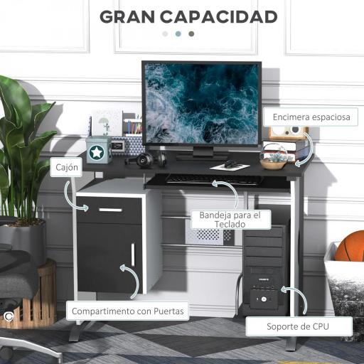 Mesa de Ordenador PC Despacho Escritorio 100x52x75cm Oficina Mobiliario Madera [2]