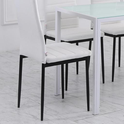 Pack de 4 Sillas de Cocina Modernas Tapizadas en Lino y Patas de Metal para Salón Carga 120 kg 41x50x97 cm Blanco [5]