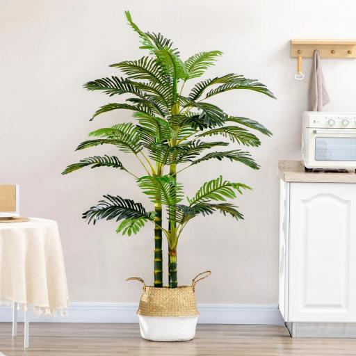 Palmera Areca Artificial 190cm Árbol Artificial con 30 Hojas Decoración de Interior y Exterior Ø19,5x190 cm Verde [3]