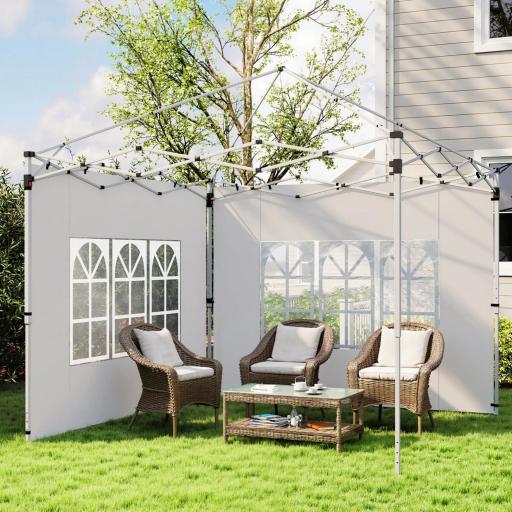 Paredes Laterales para Carpa de 3 x 3 / 3 x 4 m 2 Paneles de Tela Oxford de 295x195 cm con Ventana para Fiestas Blanco [3]