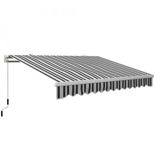 Toldo Manual Retráctil 395x245 cm Ángulo Ajustable Brazo Articulado Anti-UV e Impermeable Montaje a Pared Azul y Blanco [9]