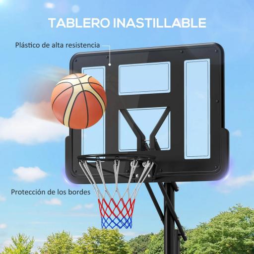 Canasta de Baloncesto para Exteriores/Interiores Altura Ajustable 235-305 cm con Ruedas Base Rellenable Bolsa de Peso [5]
