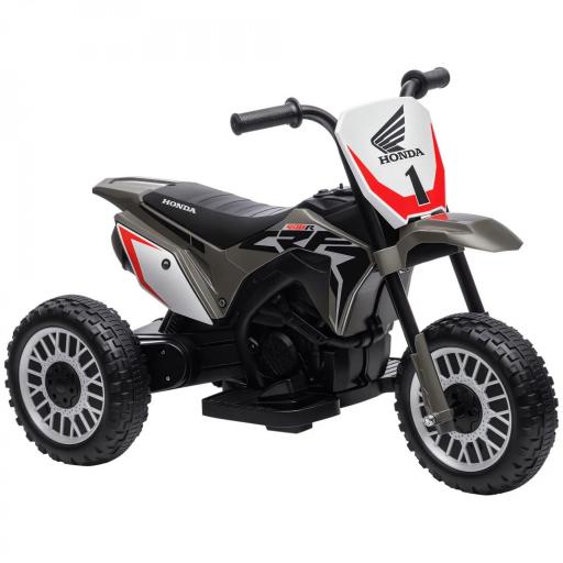 Moto Eléctrica Infantil con Licencia Honda CRF450RL con Velocidad 3 km/h Bocina Sonido de Arranque 71x40,5x43,5 cm Gris [8]