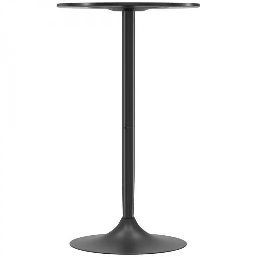 Mesa Alta de Bar Redonda Mesa de Cocina Moderna con Encimera Laminada y Marco de Acero para 2 Personas Ø60x102 cm Negro [8]