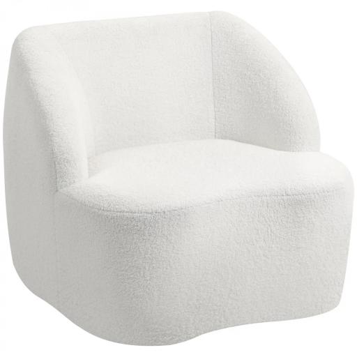 Sillón de Lectura Tapizado en Borreguito Diseño Curvo Acolchado Grueso No Requiere Montaje Crema [9]