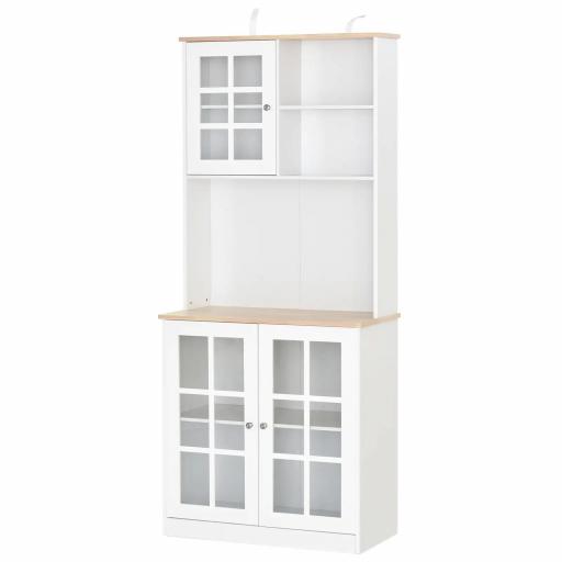 Alacena de Cocina con Estantes y Puertas de Vidrio para Pequeños Electrodomésticos y Menaje 80x37x183 cm Blanco [9]