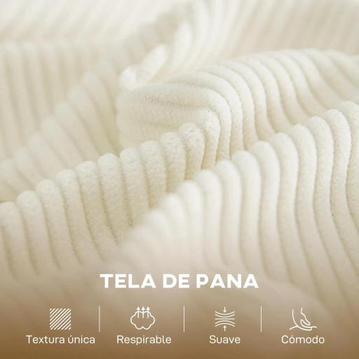 Sofá de 2 Plazas de Pana 134 cm con Patas de Madera Respaldo Grueso Sofá Moderno para Salón Dormitorio Crema [3]
