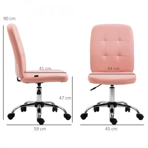 Silla de Oficina sin Brazos Silla de Escritorio Giratorio de Piel Sintética con Altura Ajustable 45x59x90-100 cm Rosa [1]