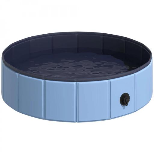 Piscina Plegable para Perros Gatos Ø80x20 cm Bañera Portátil para Mascotas PVC Antideslizante Múltiples Usos Color Azul [8]