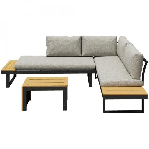 Conjunto de Muebles de Jardín con 2 Sofás de 2 Plazas Mesa de Centro y Cojines Gruesos para Exterior Gris Claro [8]