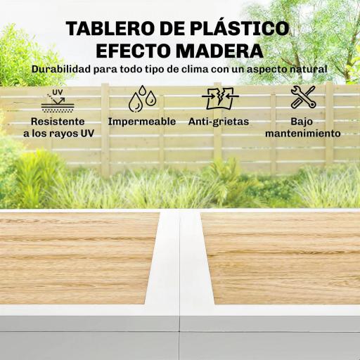 Conjunto de Mesa y Sillas Jardín con Mesa de Plástico PSPC y 6 Sillas Apilables Transpirables para Terraza Patio Blanco [3]