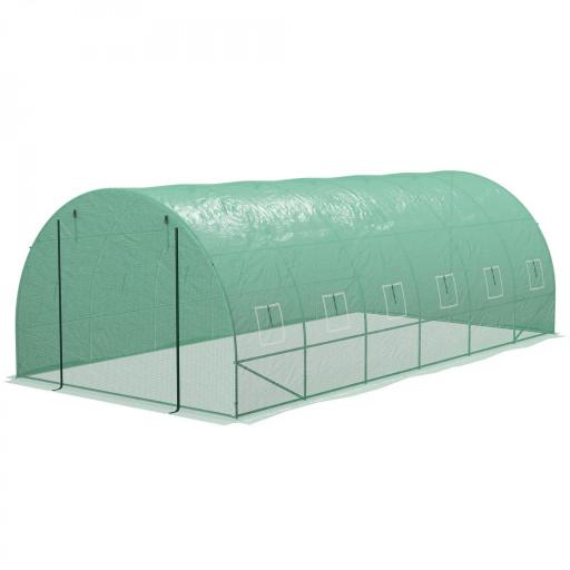 Invernadero de Túnel 6x3x2 m con Sistema de Riego Integrado 12 Ventanas con Malla y 1 Puerta Enrollable Verde [9]