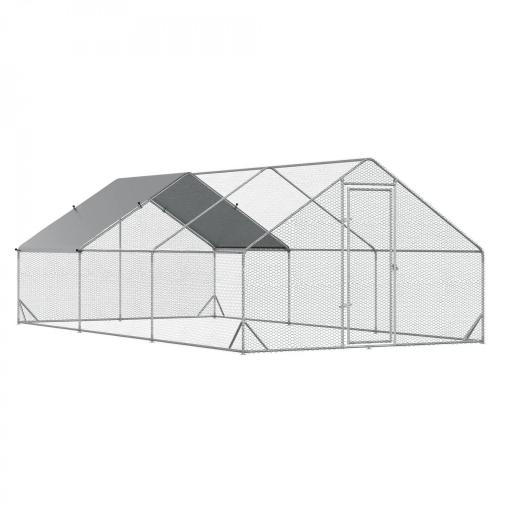 Gallinero para Exterior Jaula para Gallinas de Acero Galvanizado con Cubierta de PE y Cerradura 3x6x2 m Plata [9]