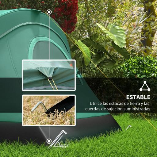 Tienda de Acampada para 5-6 Personas Impermeable 3000mm+ con Bolsa de Transporte y Gancho 455x220x180 cm Verde [4]