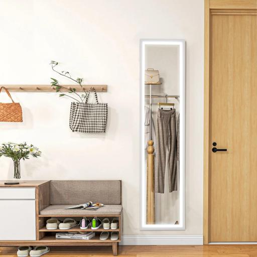 Espejo de Cuerpo Entero con Luz LED 160x40 cm con Iluminación de 3 Colores Táctil Inteligente Función de Memoria Blanco [7]