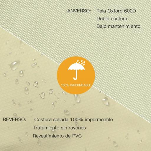 Funda Protectora para Muebles de Jardín 68x87x77cm Funda de Tela Oxford 600D Impermeable para Patio Terraza Color Beige [2]
