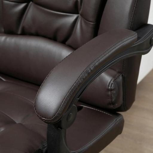 Silla de Escritorio con Reposapiés Silla Ejecutiva Giratoria con Altura Ajustable Tapizada en PU y Reposabrazos Café [7]