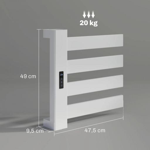 Toallero Eléctrico de Pared para Baño con 4 Barras Calentamiento Rápido Wi-Fi y Pantalla Táctil 47,5x9,5x49 cm Blanco [5]