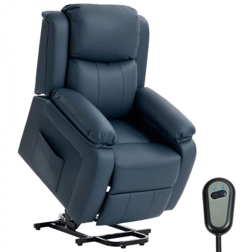 Sillón Relax Levanta Personas Sillón Elevador con Control Remoto Reclinación Eléctrica 160° Reposapiés 76x90x105cm Azul [8]