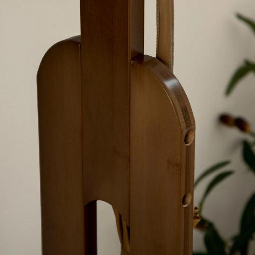 Perchero de Bambú con Banco Espejo 2 Cajones 4 Ganchos Barra y Compartimiento de Almacenaje 113x33x169,5cm Marrón [3]