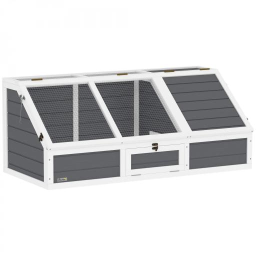 Casa para Tortugas de Madera sin Base con Tapas Abatible Puerta Frontal Abrible y Pestillos 120x55x50 cm Gris Claro [8]