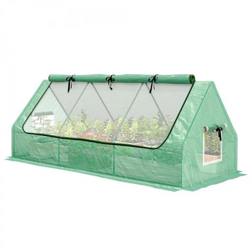 Invernadero de Terraza Mini Invernadero 240x90x90 cm con Ventanas de Malla para Cultivar Verduras y Flores Verde [8]