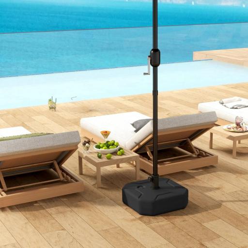 Base para Sombrilla Cuadrada Soporte de Parasol de Postes Ø38 mm Ø48 mm Rellenable de Arena 25 kg o Agua 20 kg Negro [1]